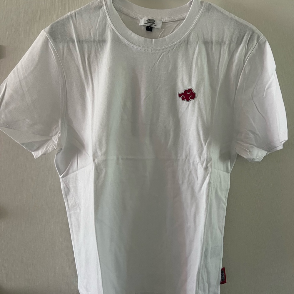 Naruto Official Red and White Short Sleeve Tee with Rose Embroidery